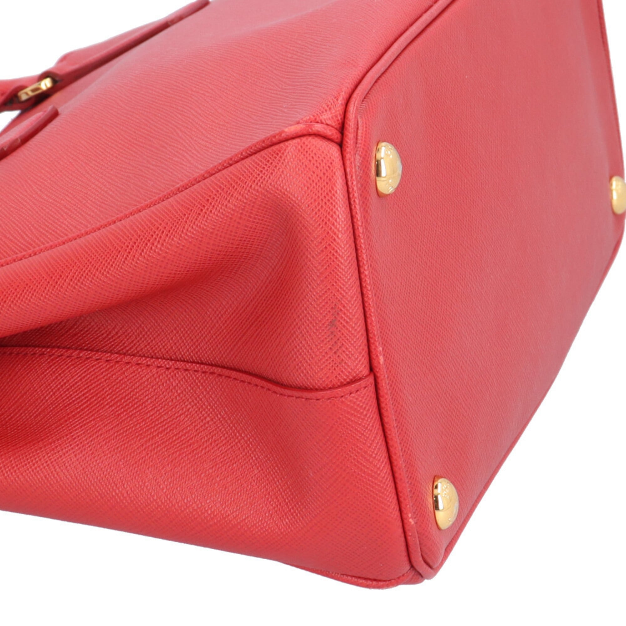 Prada Saffiano Fuoco Red Color Leather Shoulder Bag (Pre-Owned)