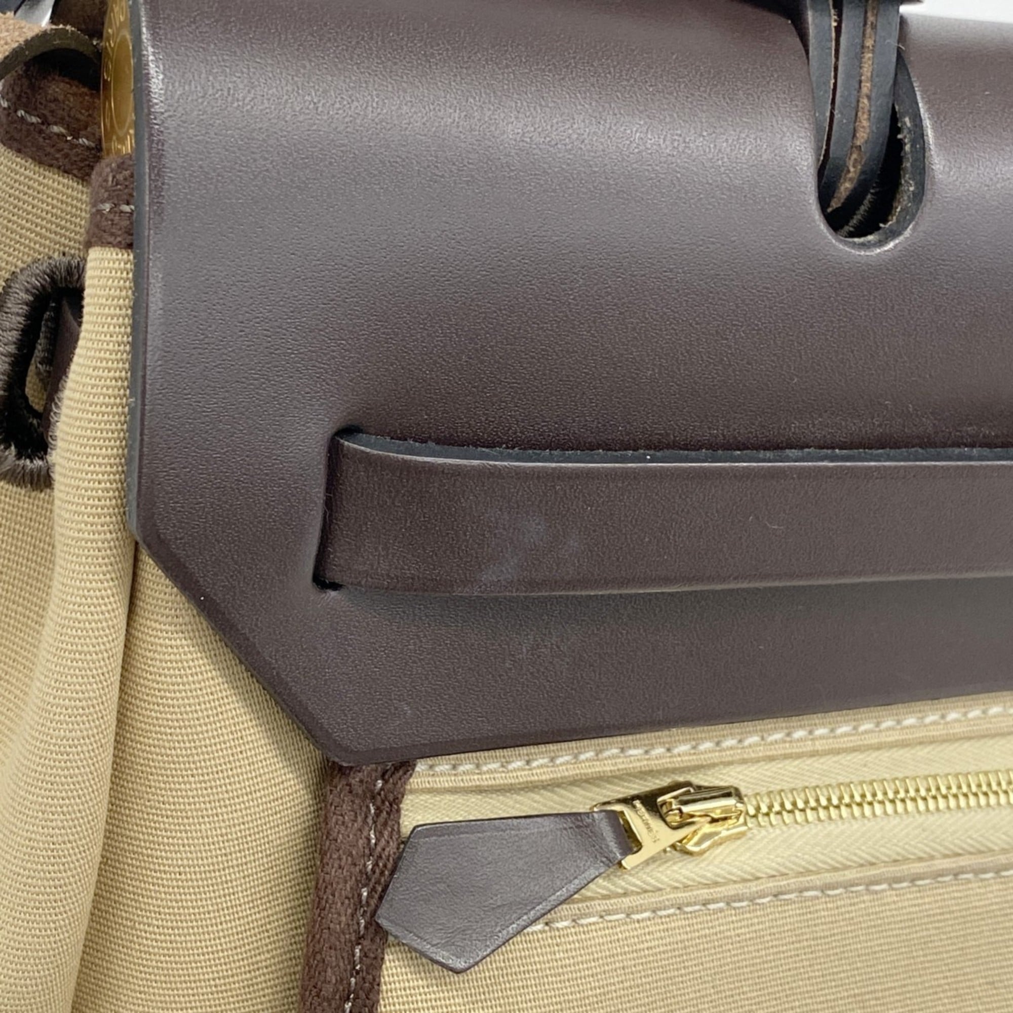 Hermes Beige Toile Officier Handbag (Pre-Owned)