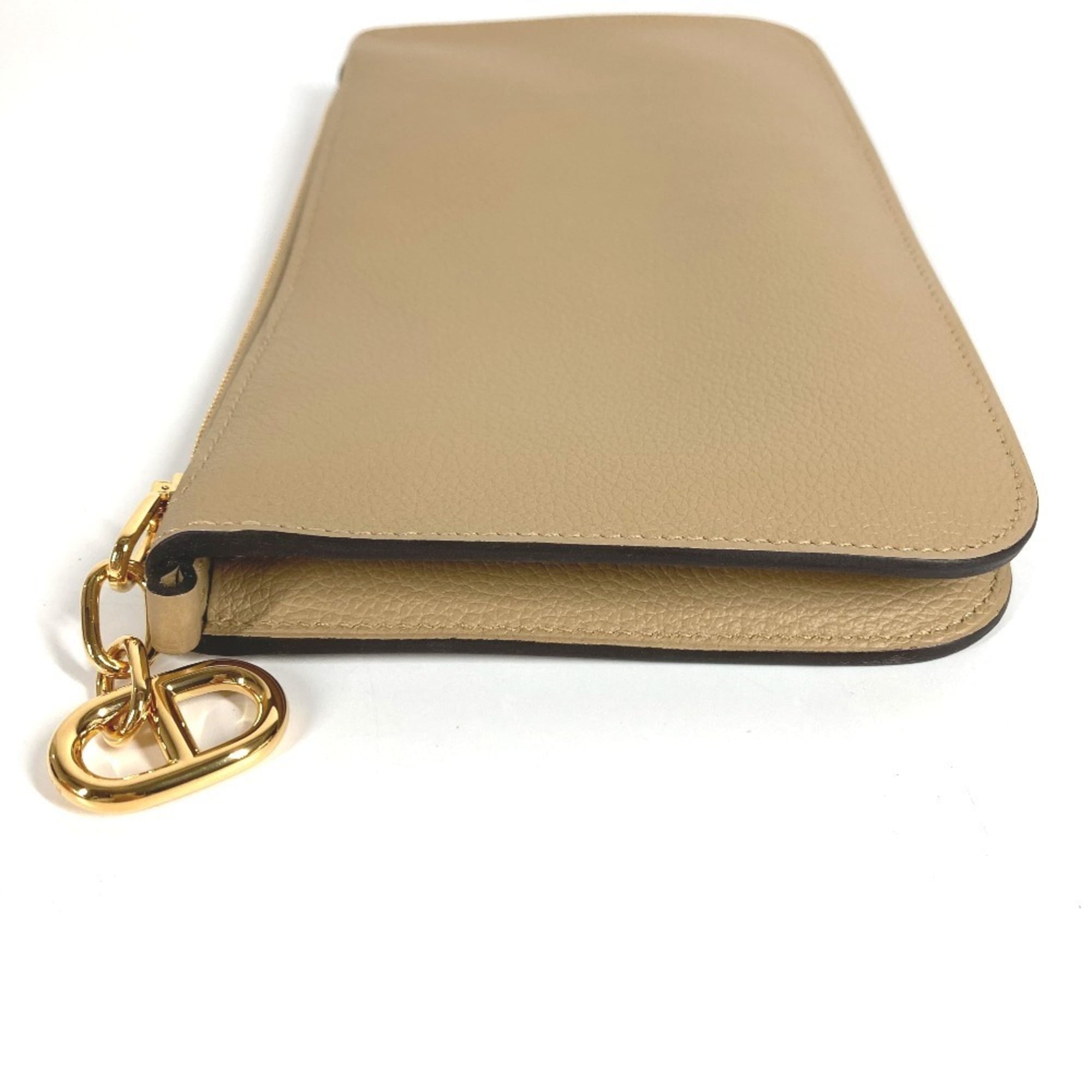 Hermes Beige Leather Handbag Pouch Shoulder Bag (Pre-Owned)