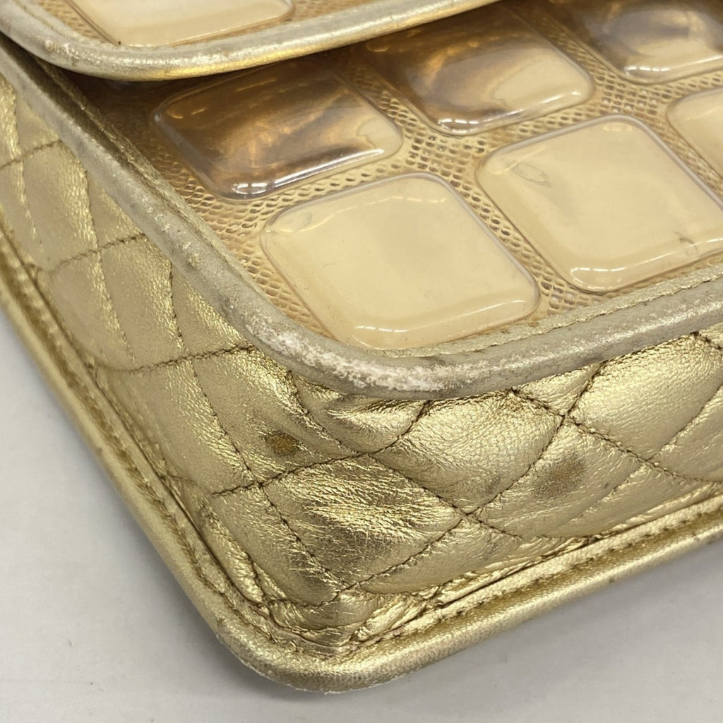 Chanel Champagne Champagne Gold Leather Vinyl Shoulder Bag (Pre-Owned)