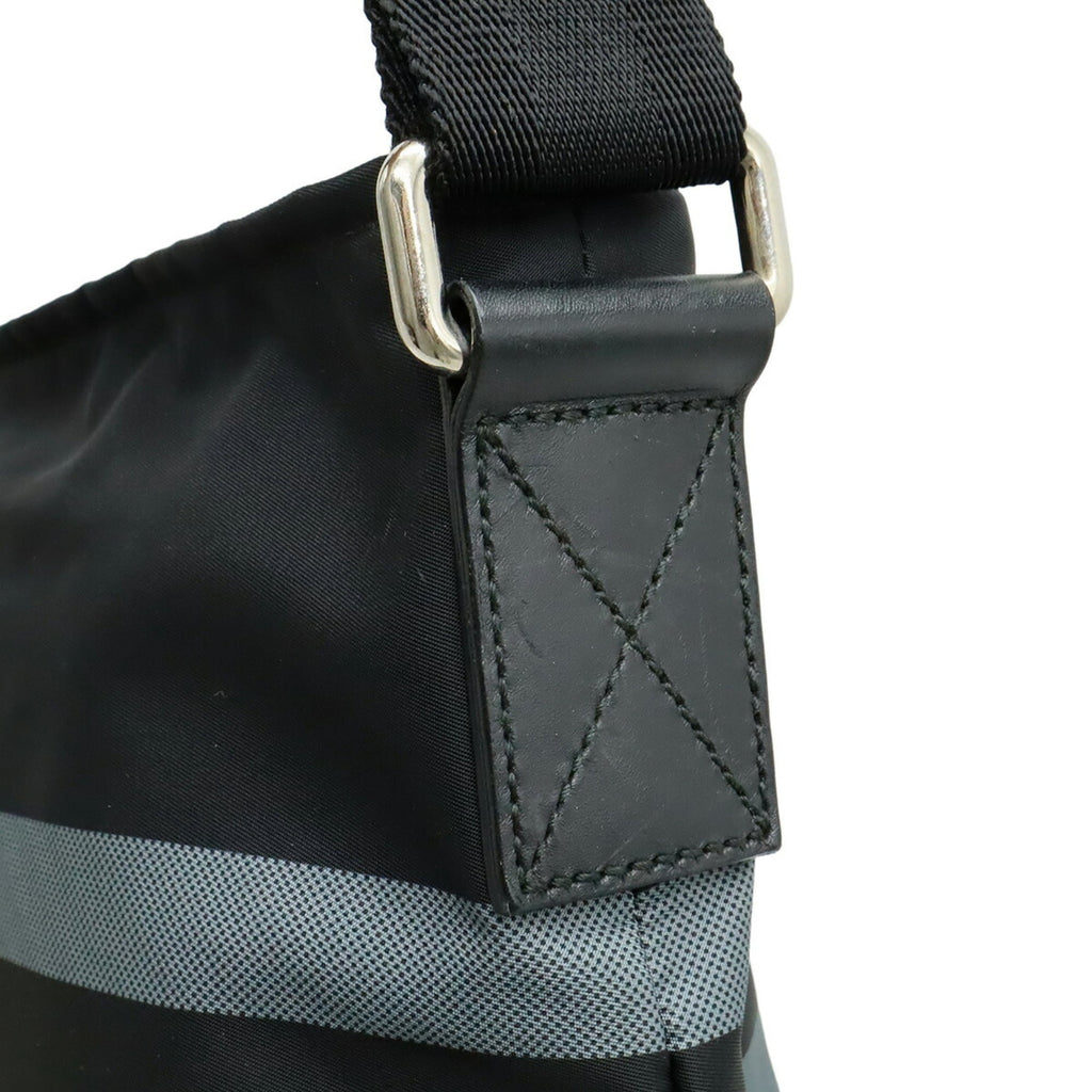 Gucci Black Gray Nylon Leather Shoulder Bag (Pre-Owned)