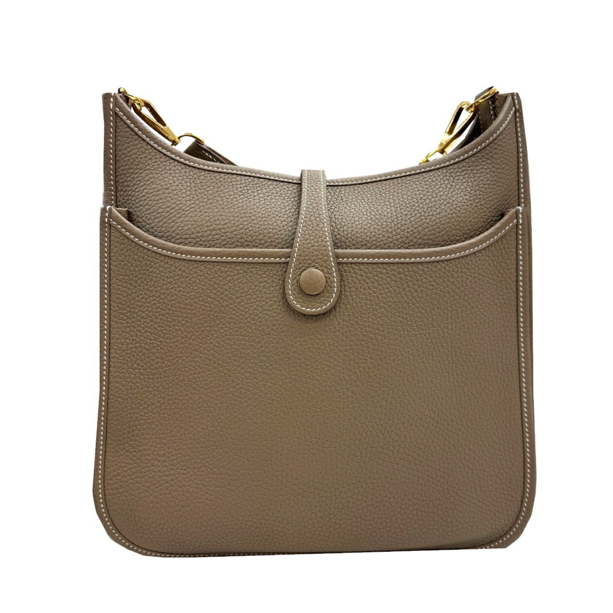 Hermes Etoupe Gray Taurillon Clemence Leather Shoulder Bag (Pre-Owned)