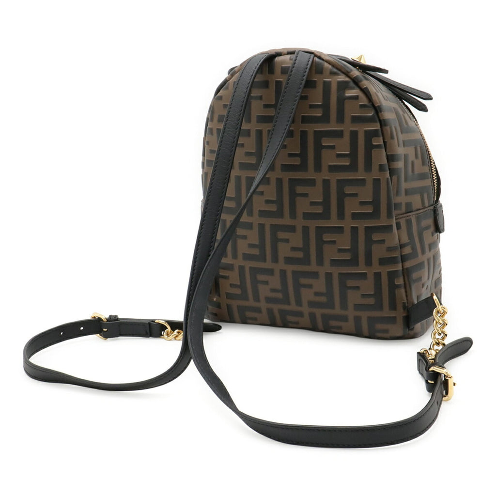 Fendi Black Brown Leather Backpack (Pre-Owned)