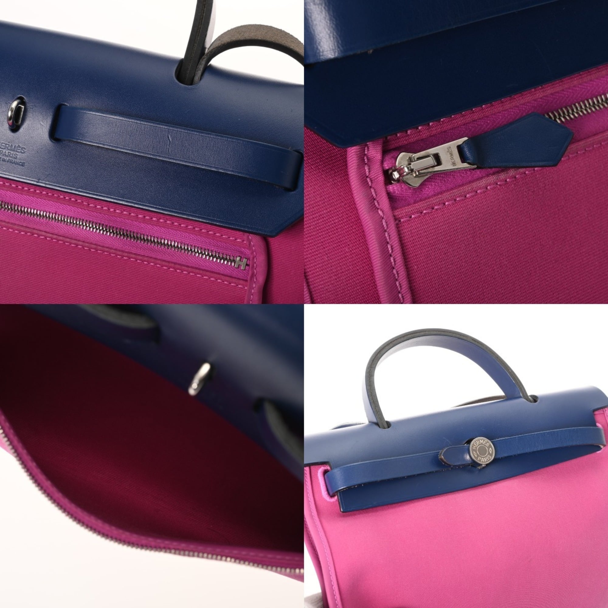 Hermes Blue Pink Vache Leather Briefcase Handbag (Pre-Owned)