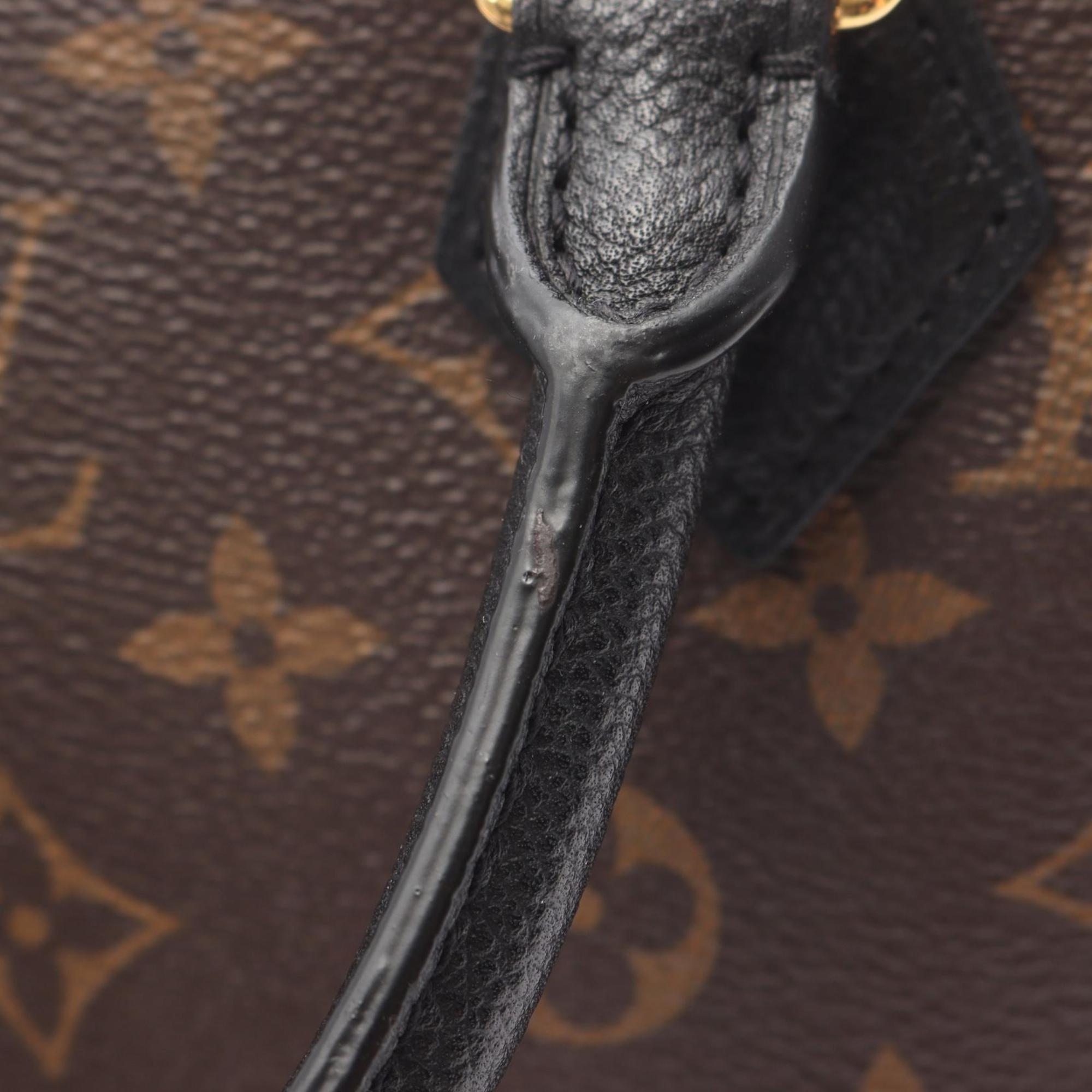 Louis Vuitton Black Brown Monogram Coated Canvas Leather Handbag (Pre-Owned)
