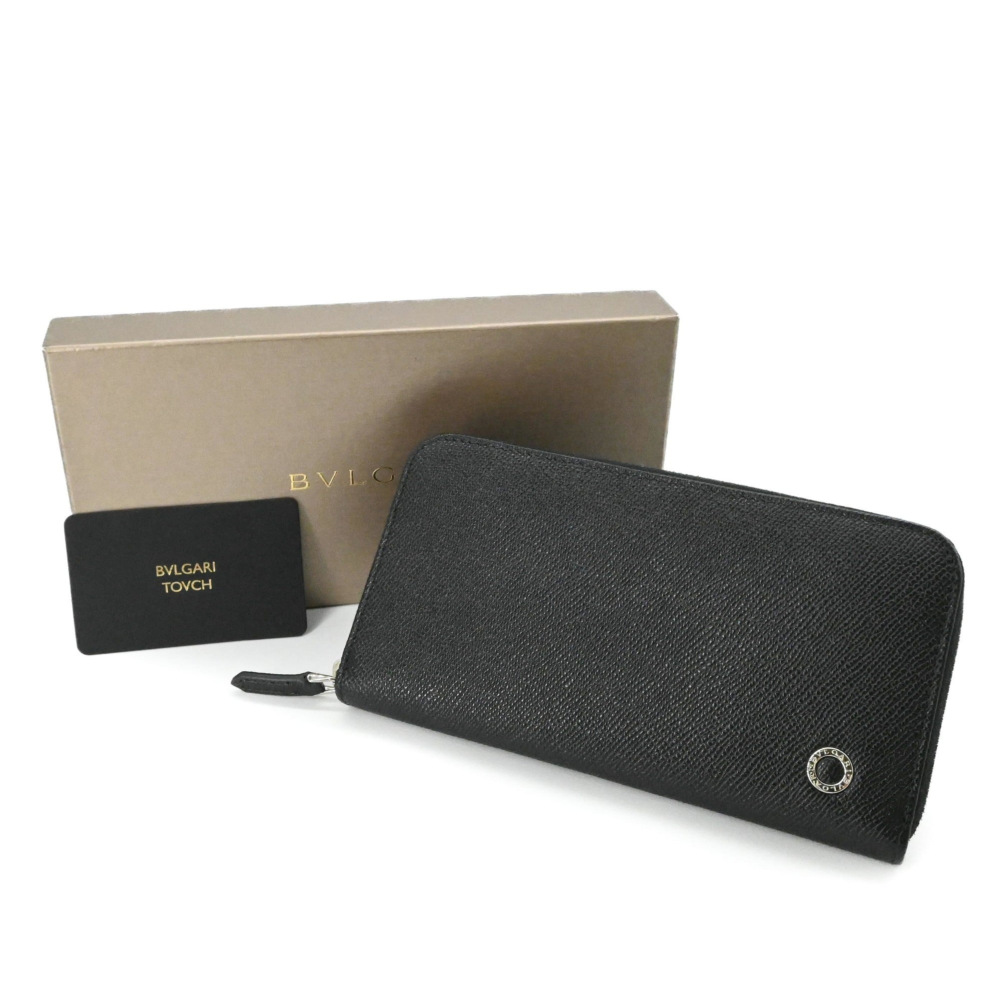 Bvlgari Black Leather Long Wallet (Bi-Fold) (Pre-Owned)
