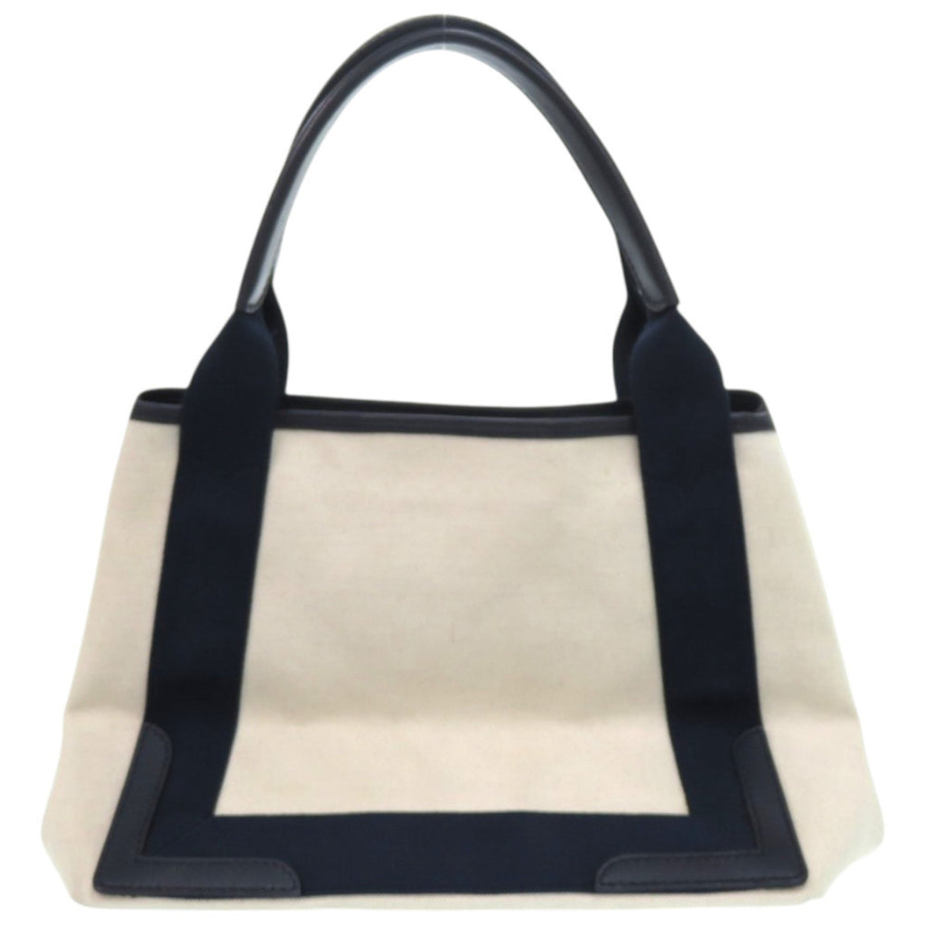 Balenciaga Ivory Navy Canvas Leather Handbag (Pre-Owned)