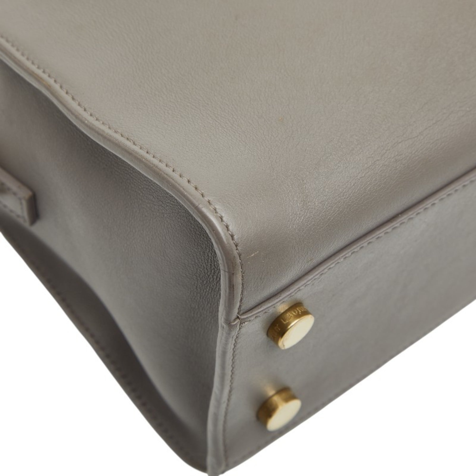 Saint Laurent Gray Leather Handbag Shoulder Bag (Pre-Owned)