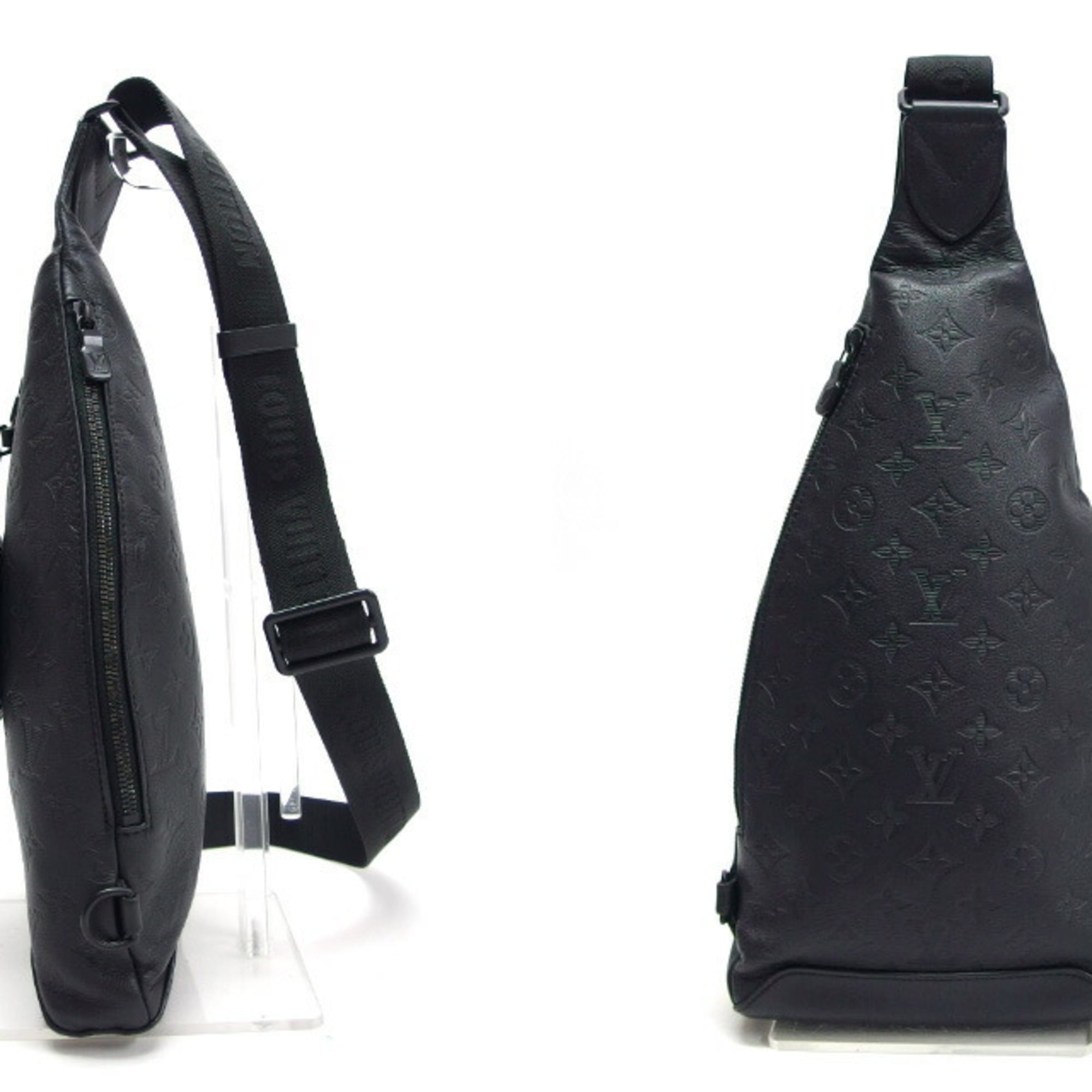 Louis Vuitton Black Noir Monogram Shadow Leather Shoulder Bag Sling Bag (Pre-Owned)