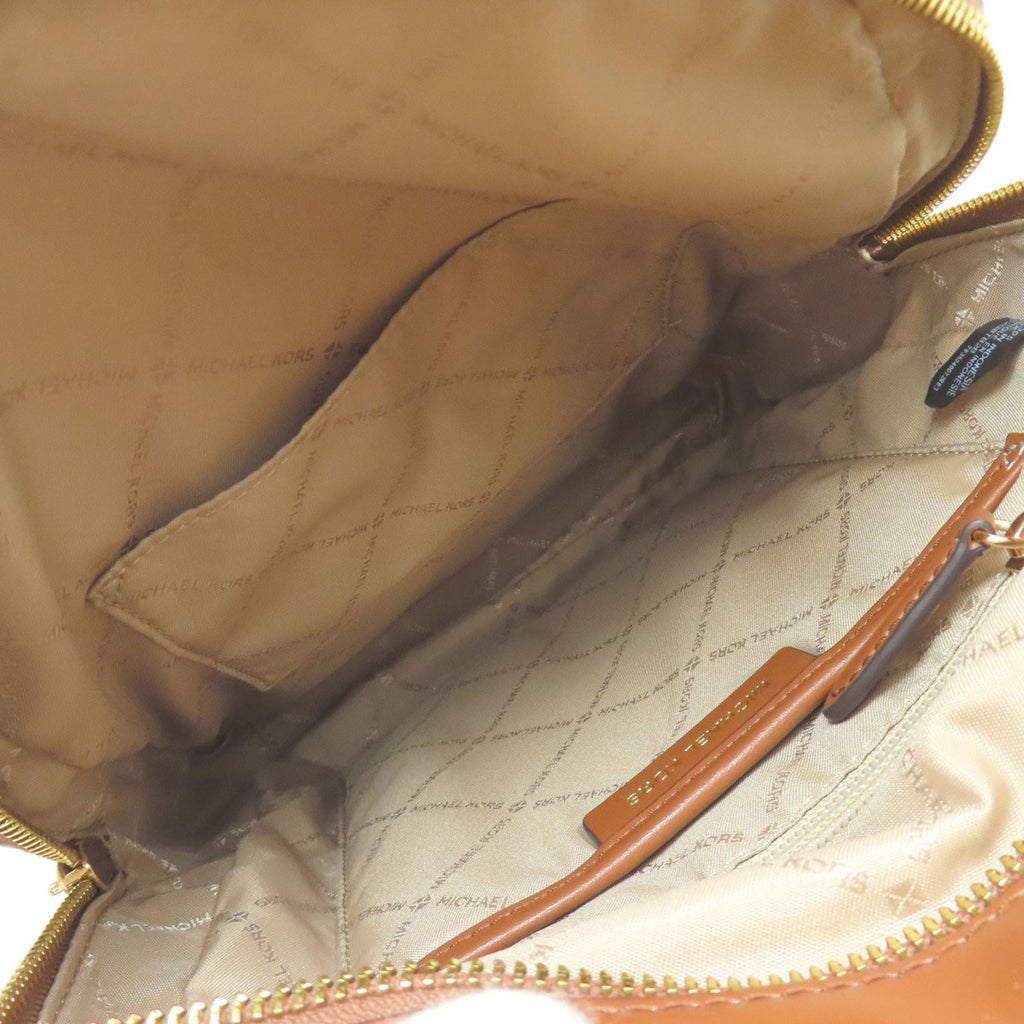 Michael Kors Brown White Leather Pvc Backpack (Pre-Owned)