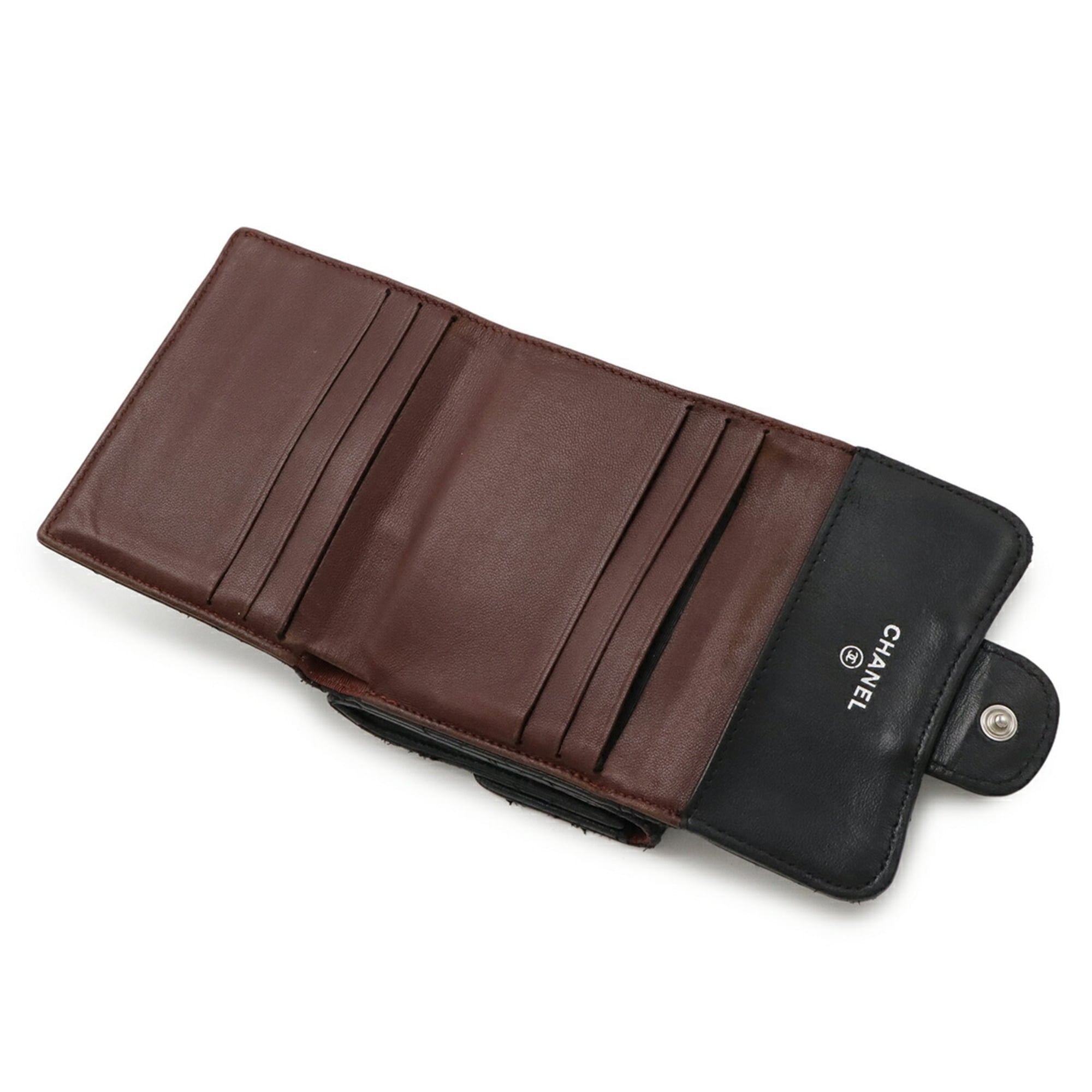 Chanel Black Leather Wallet (Bi-Fold) (Pre-Owned)