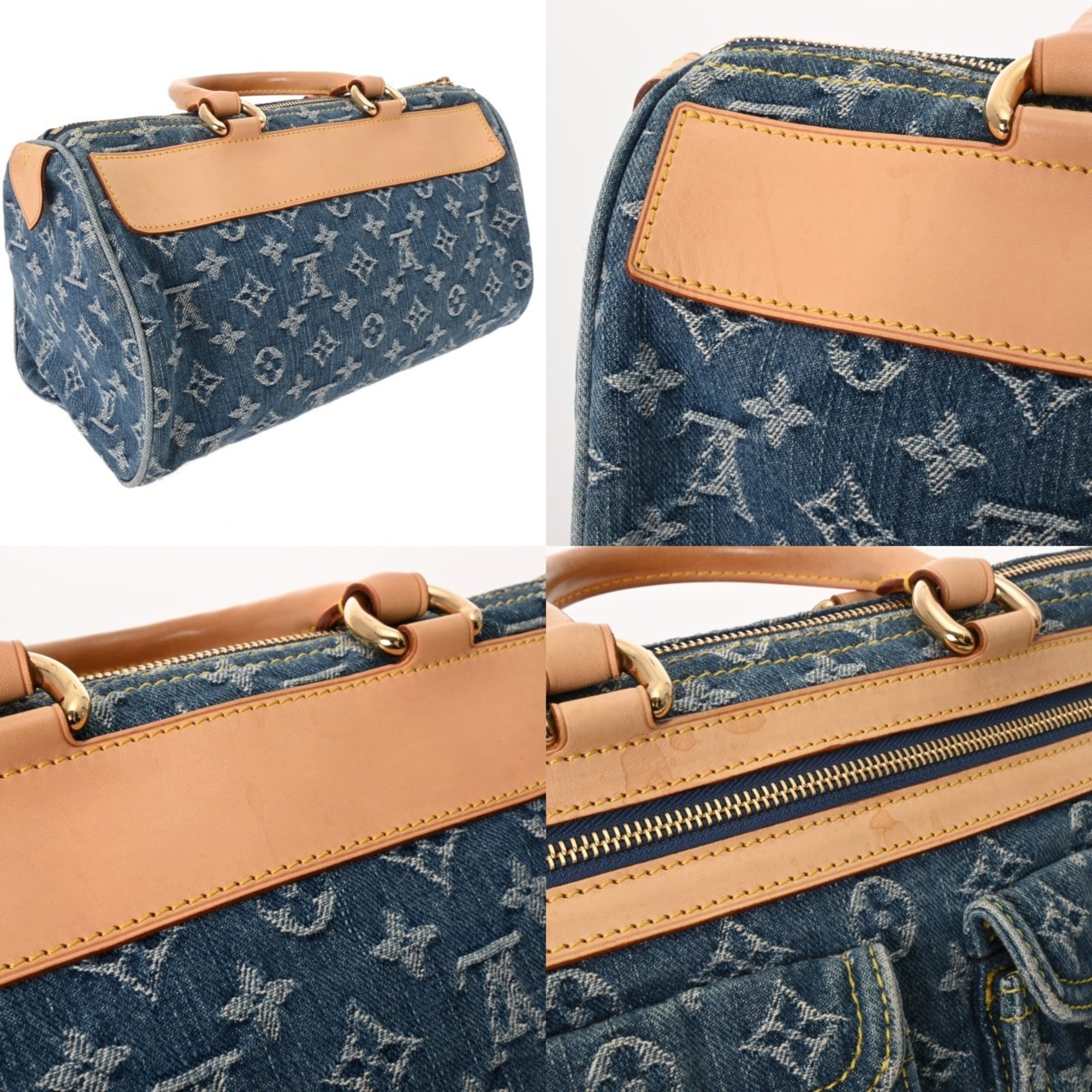Louis Vuitton Blue Monogram Denim Handbag (Pre-Owned)