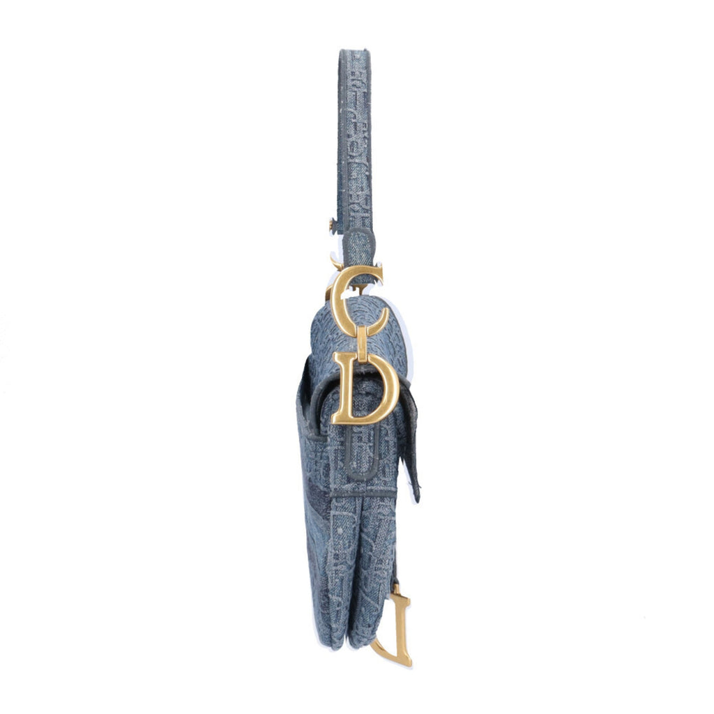Christian Dior Blue Denim Saddle Bag Shoulder Bag (Pre-Owned)