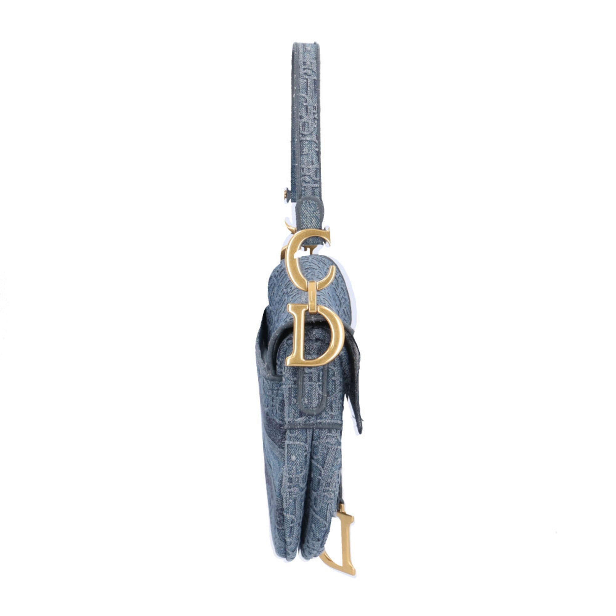 Christian Dior Blue Denim Saddle Bag Shoulder Bag (Pre-Owned)