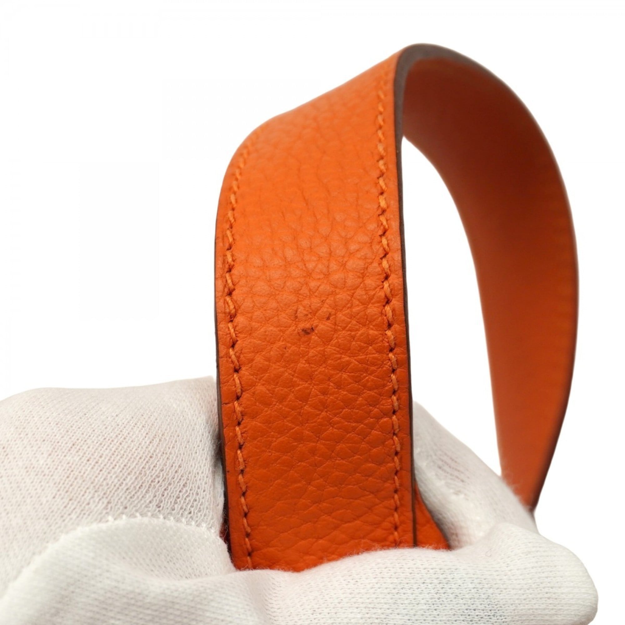 Hermes Orange Taurillon Clemence Leather Handbag (Pre-Owned)