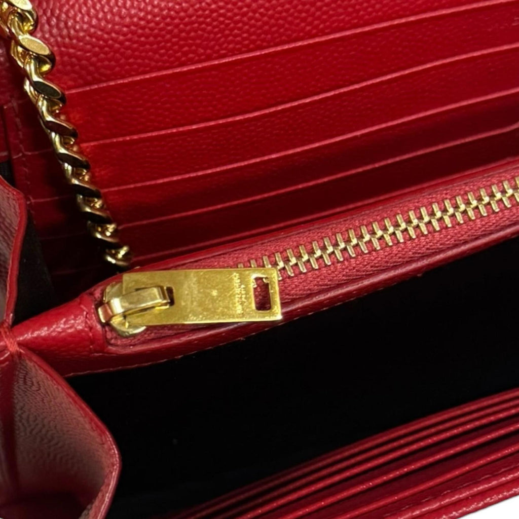 Saint Laurent Red Color Leather Chain/Shoulder Wallet (Pre-Owned)