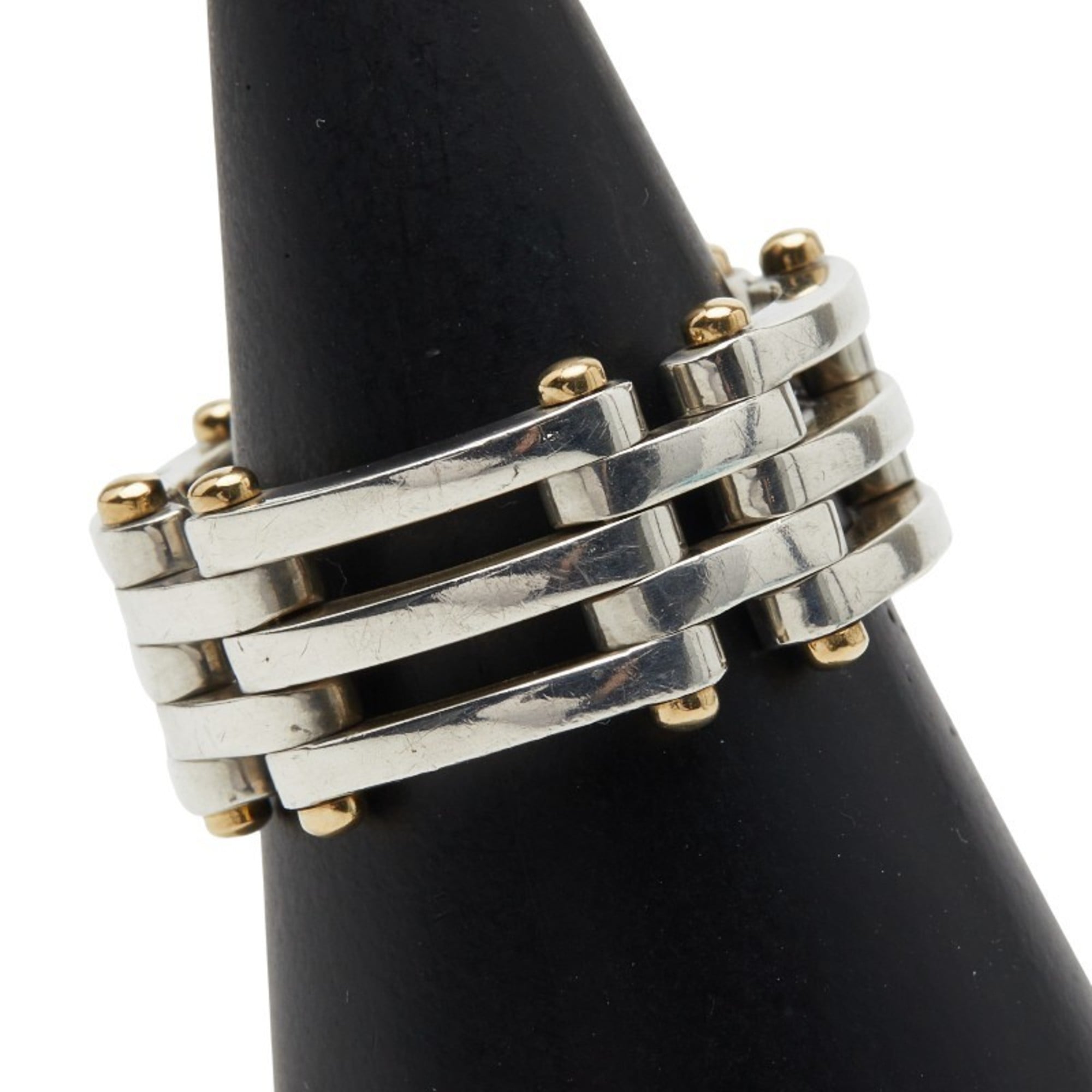 Tiffany Silver Yellow Gold Yellow Gold (18K) Silver 925 Band Ring (Pre-Owned)