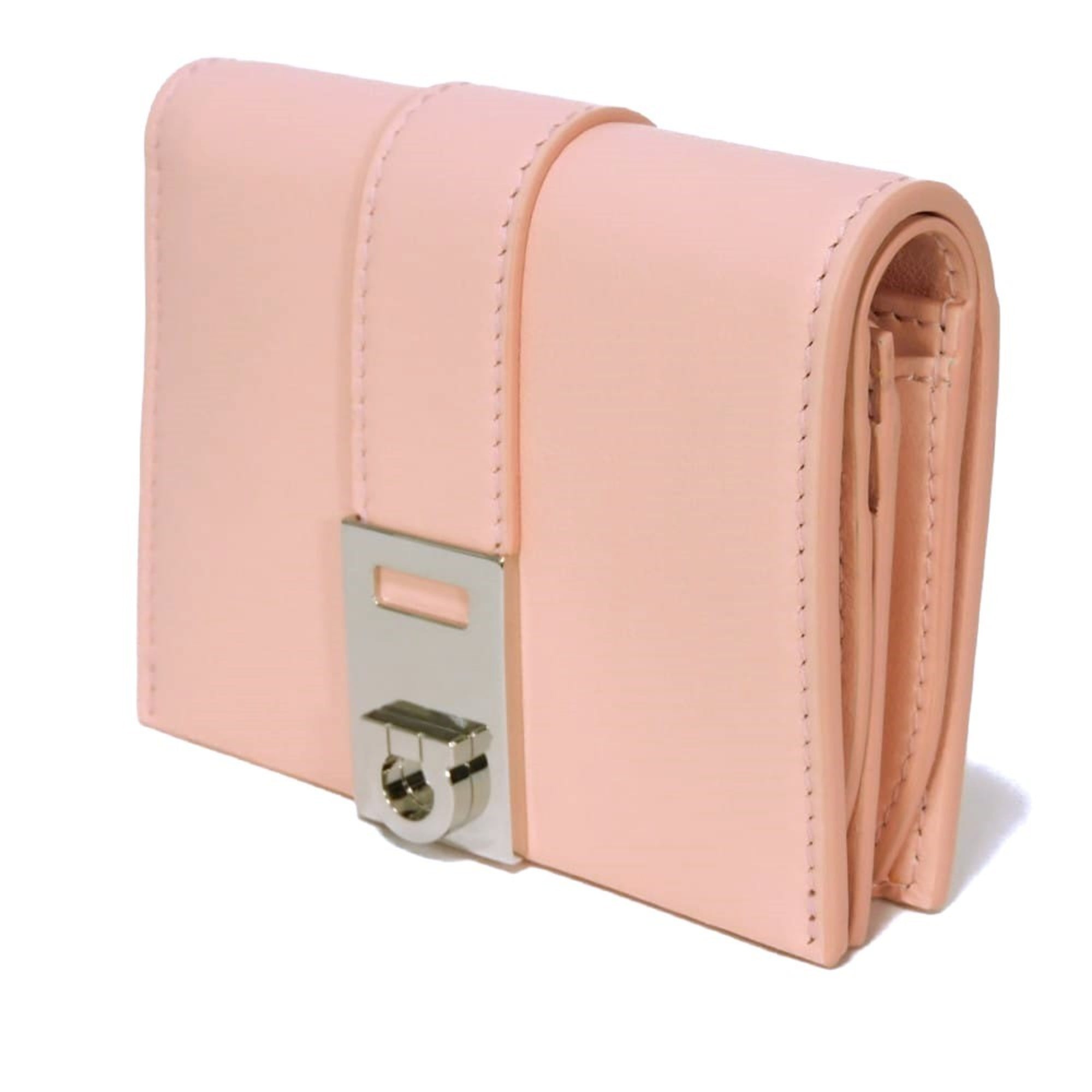 Salvatore Ferragamo Gancini Pink Leather Wallet (Bi-Fold) (Pre-Owned)