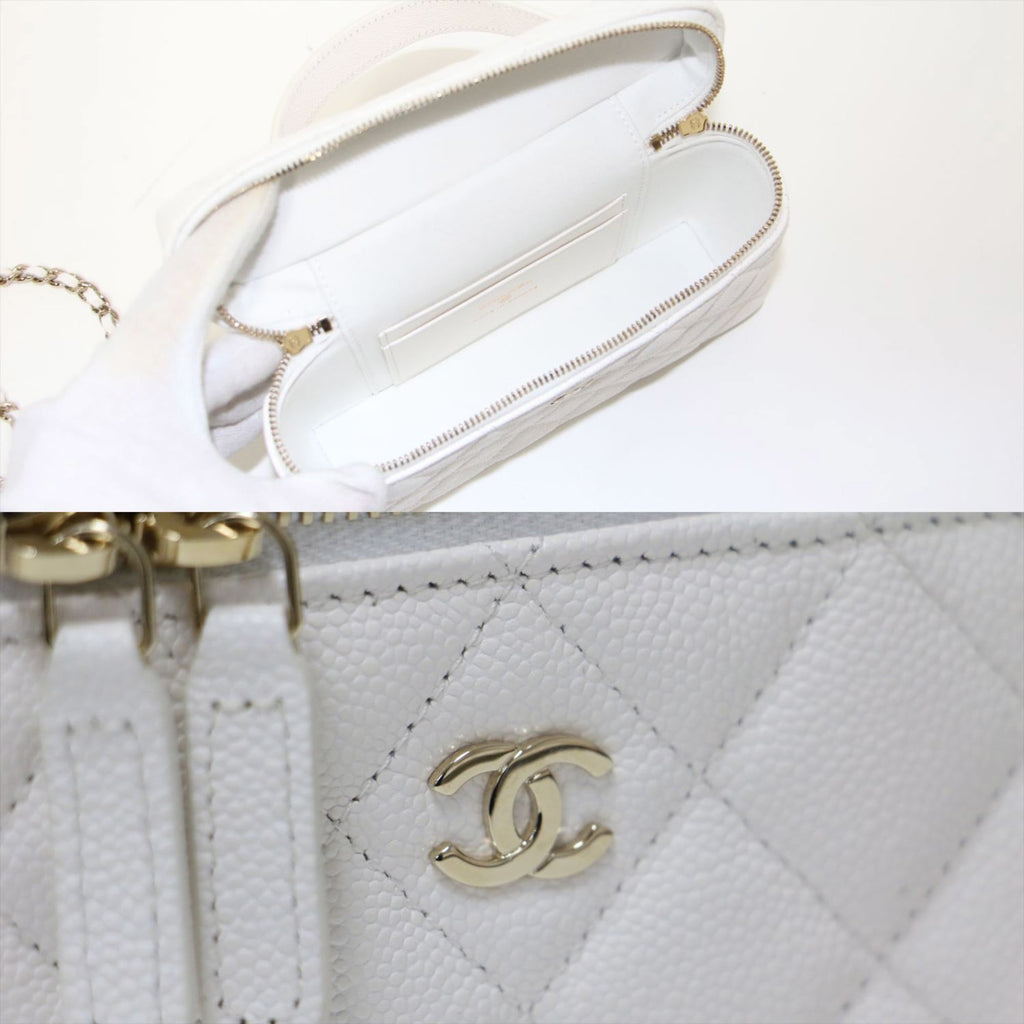 Chanel White Grained Calfskin Handbag Shoulder Bag (Pre-Owned)