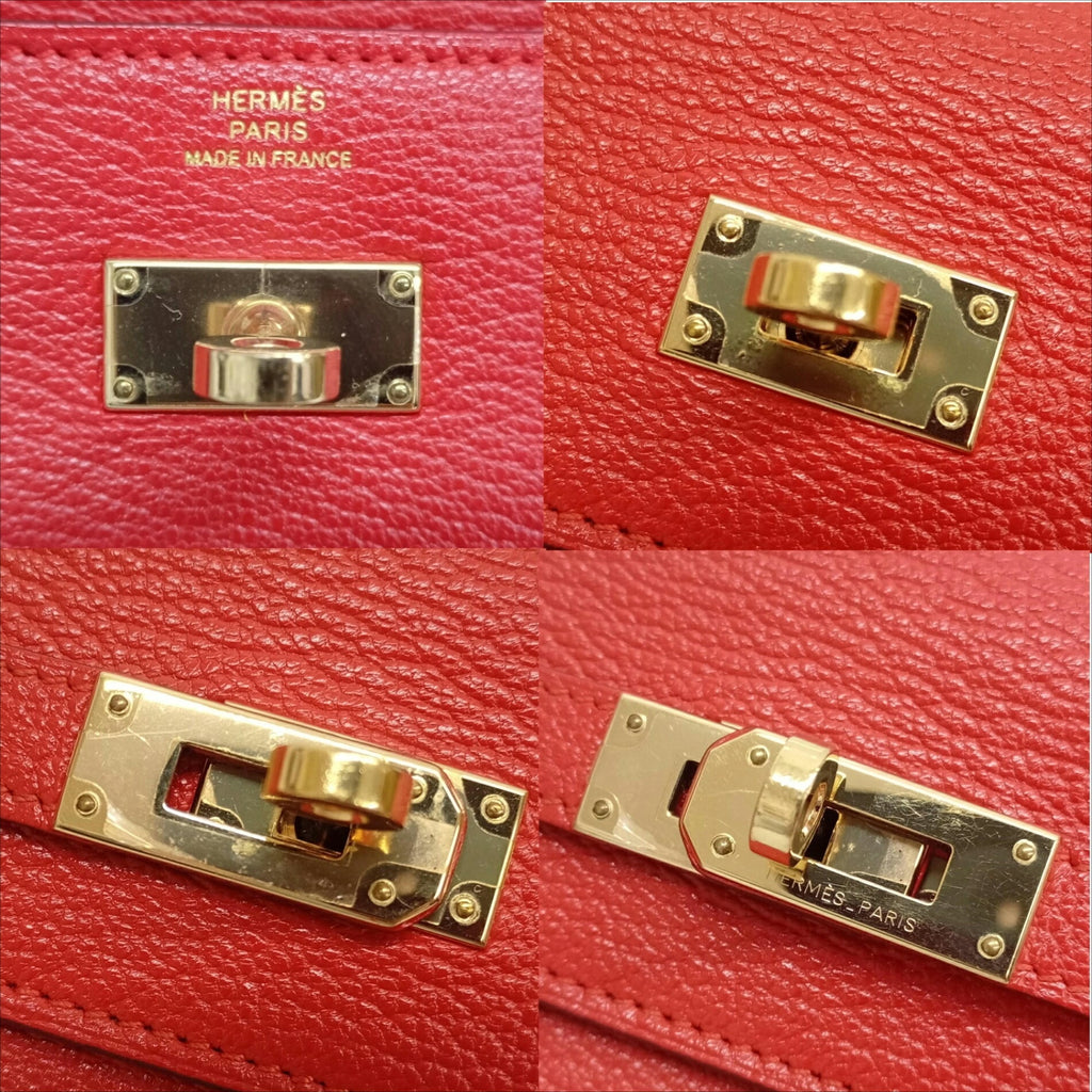 Hermes Red Color Leather Chain/Shoulder Wallet (Pre-Owned)