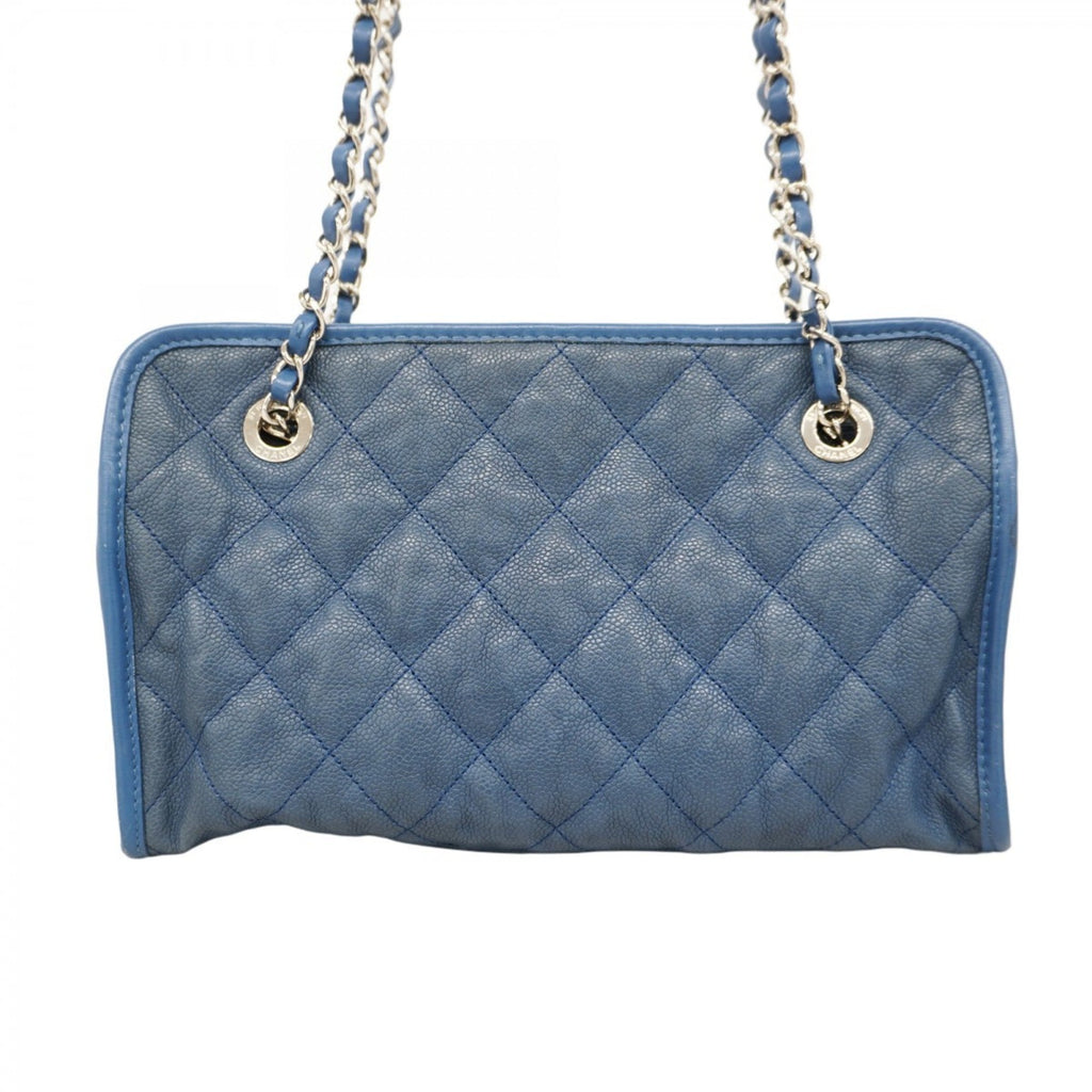 Chanel Blue Grained Calfskin Shoulder Bag (Pre-Owned)