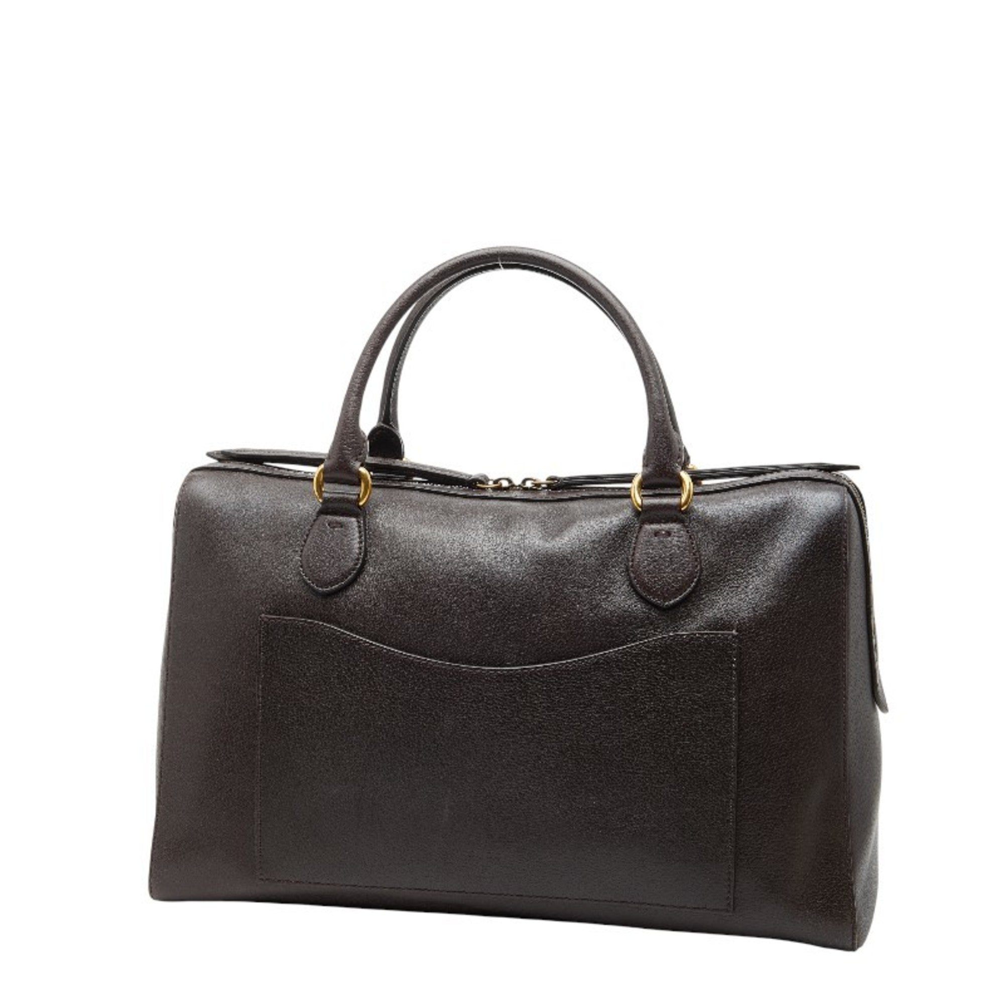 Gucci Brown Leather Boston Bag Shoulder Bag (Pre-Owned)