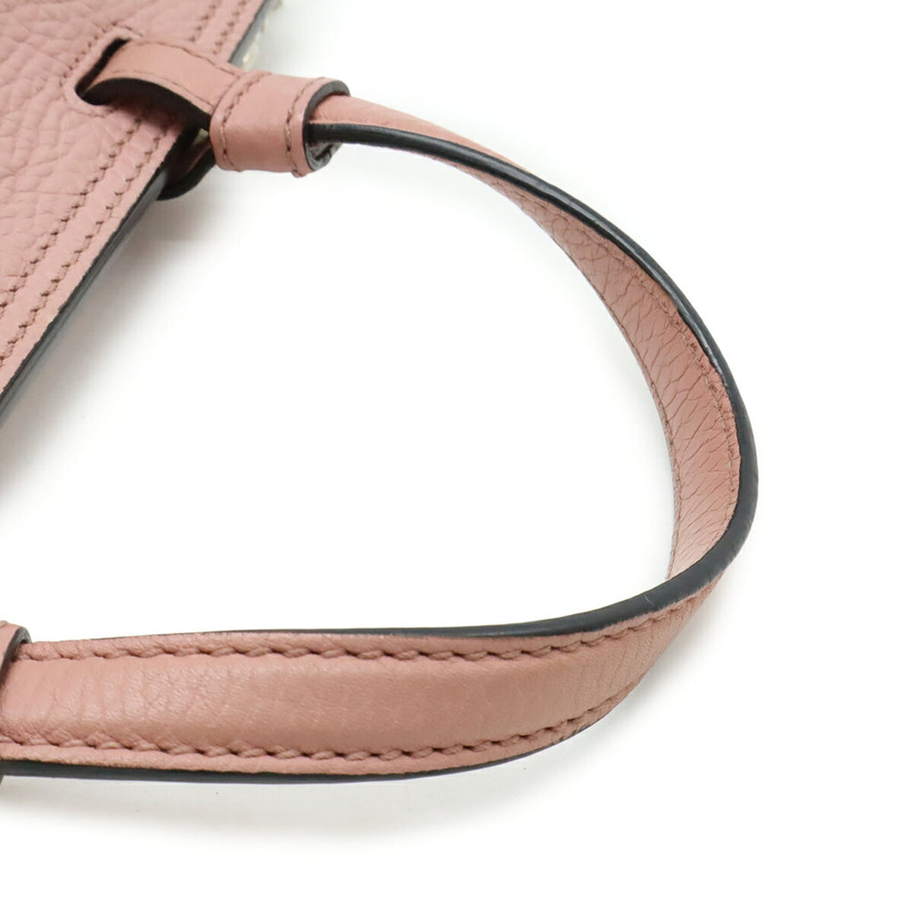 Gucci Pink Bamboo Leather Handbag Shoulder Bag (Pre-Owned)
