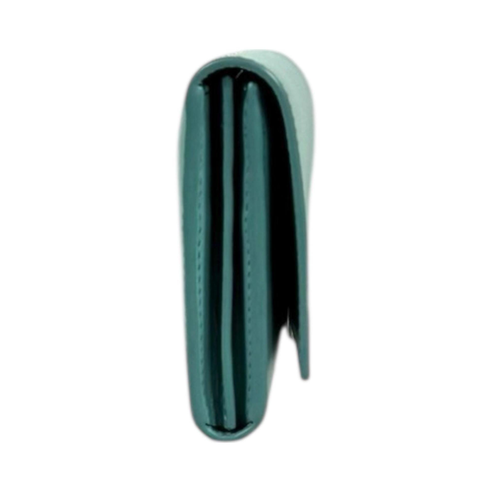 Loewe Blue Green Leather Long Wallet (Tri-Fold) (Pre-Owned)