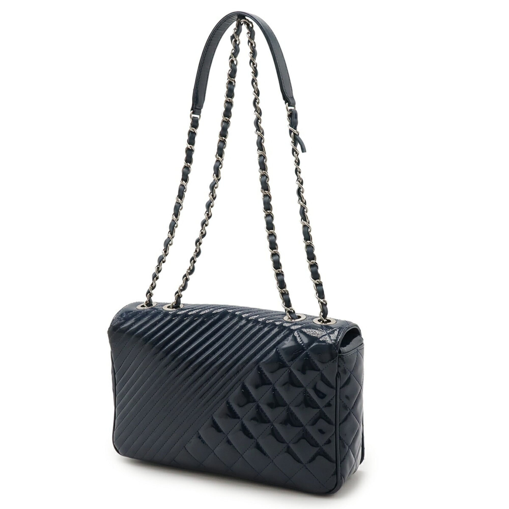 Chanel Navy Leather Pochette Shoulder Bag (Pre-Owned)