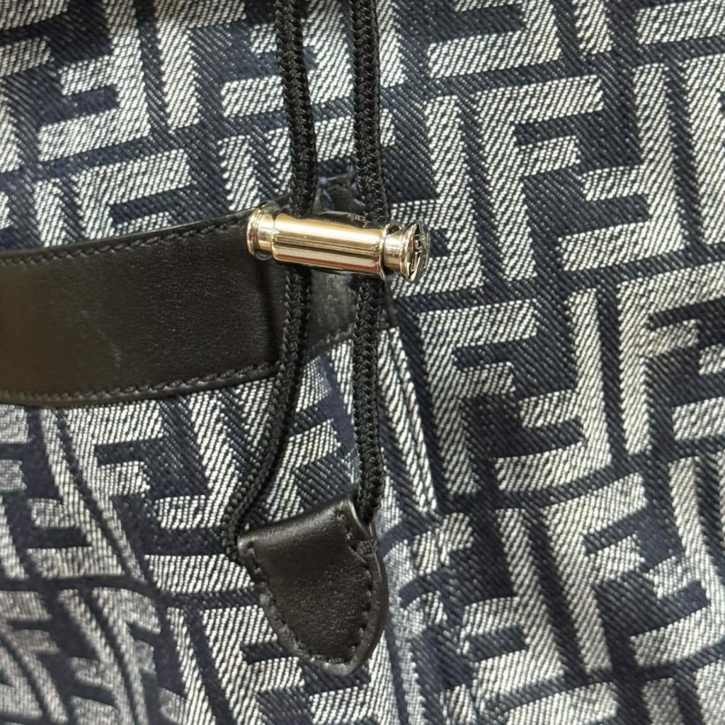 Fendi Black Navy Fabric Leather Backpack (Pre-Owned)