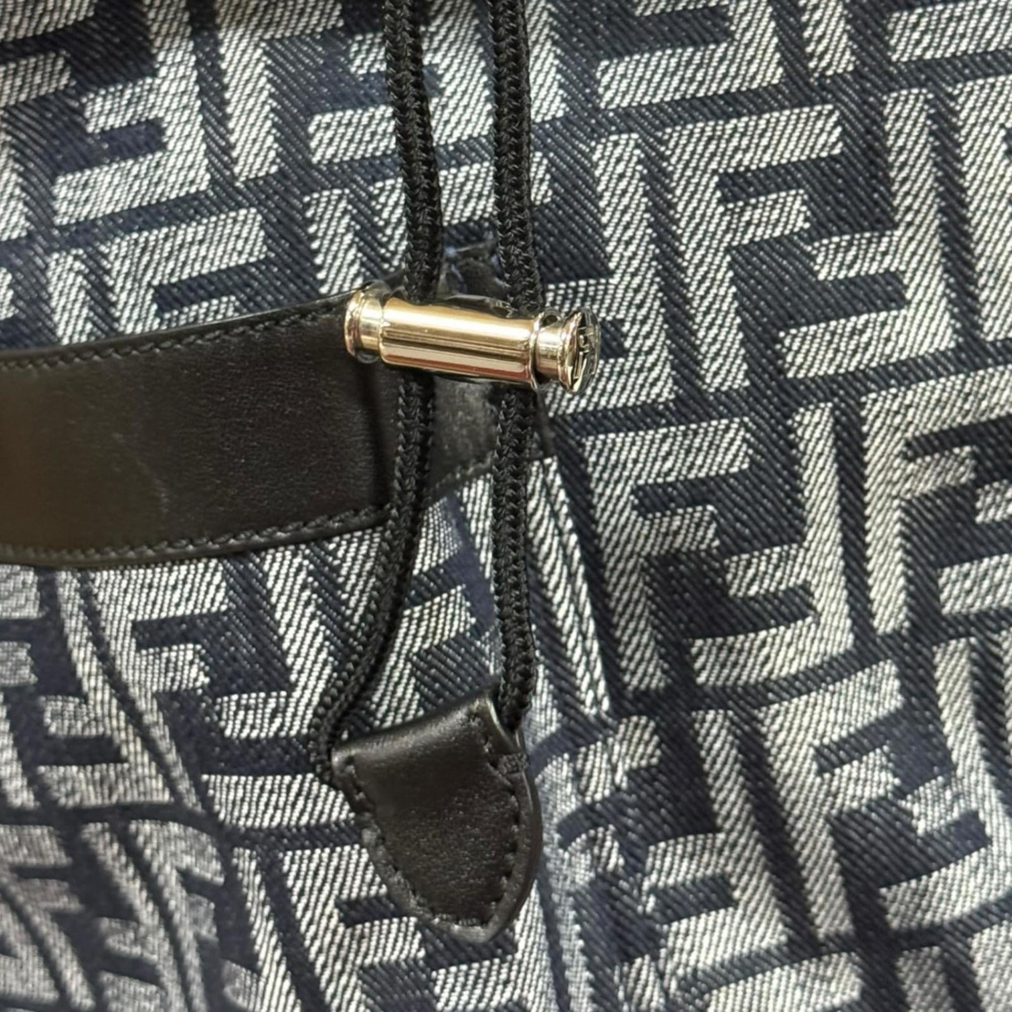 Fendi Black Navy Fabric Leather Backpack (Pre-Owned)