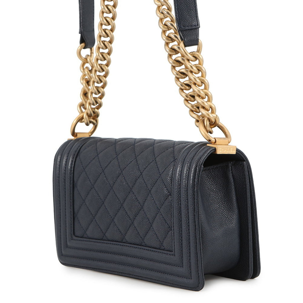 Chanel Matelasse Navy Grained Calfskin Shoulder Bag (Pre-Owned)