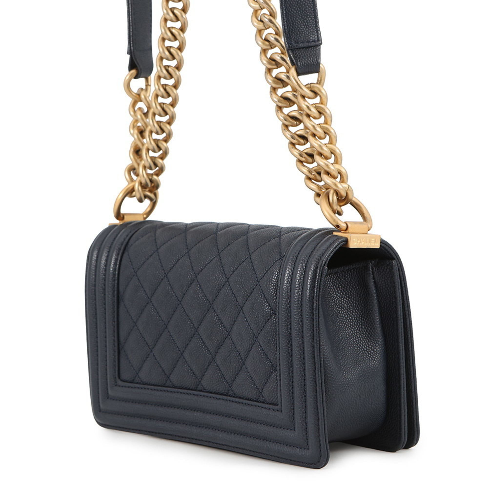 Chanel Matelasse Navy Grained Calfskin Shoulder Bag (Pre-Owned)
