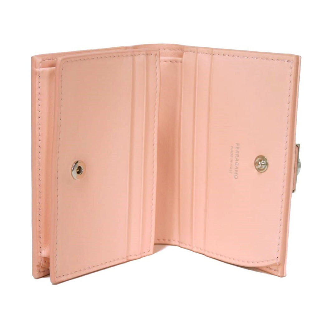 Salvatore Ferragamo Gancini Pink Leather Wallet (Bi-Fold) (Pre-Owned)