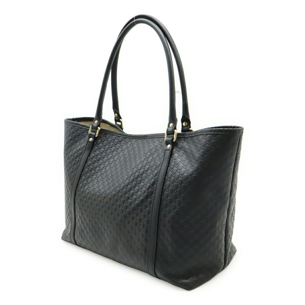Gucci Black Leather Shoulder Bag Tote Bag (Pre-Owned)