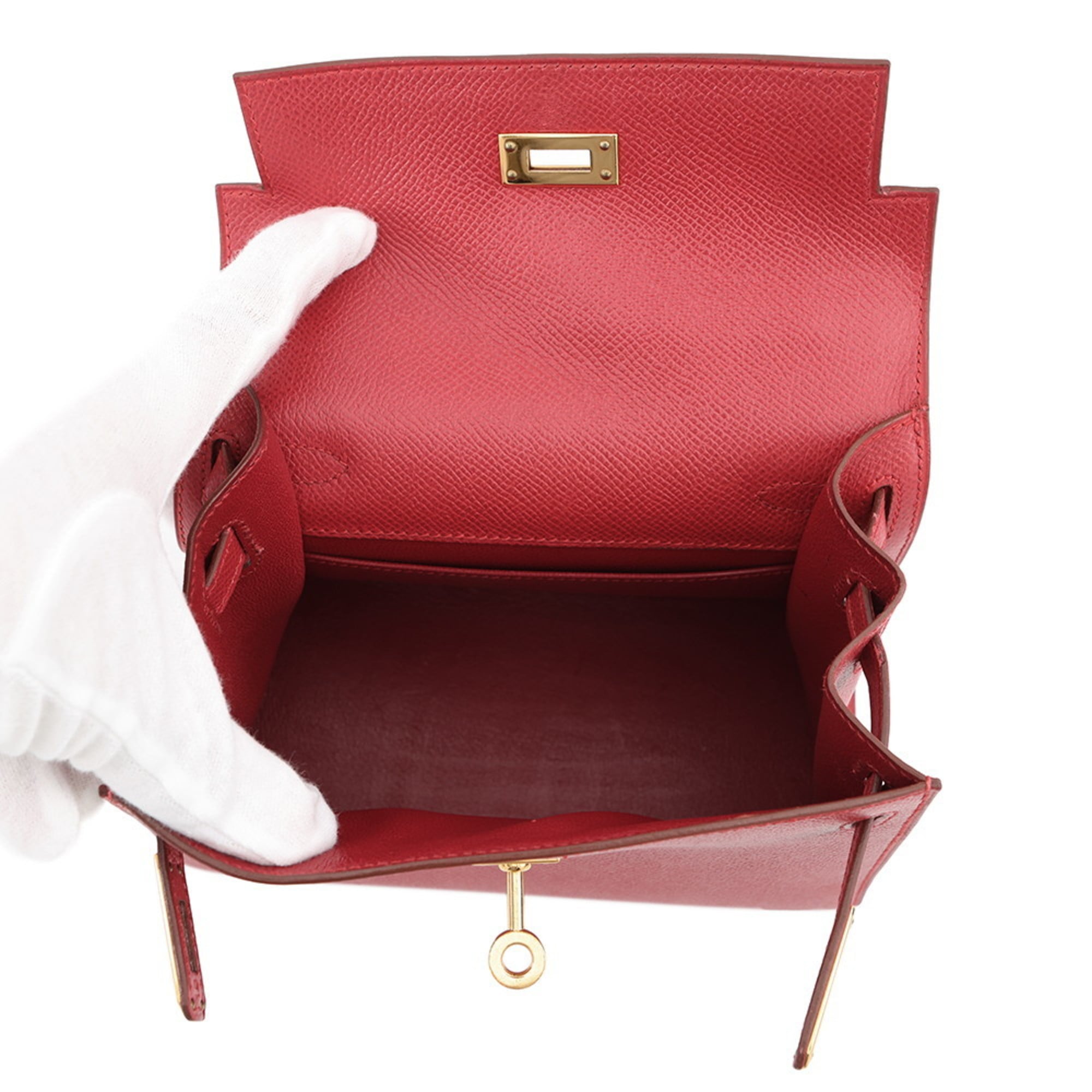 Hermes Kelly Rouge Vif Courchevel Leather Handbag (Pre-Owned)