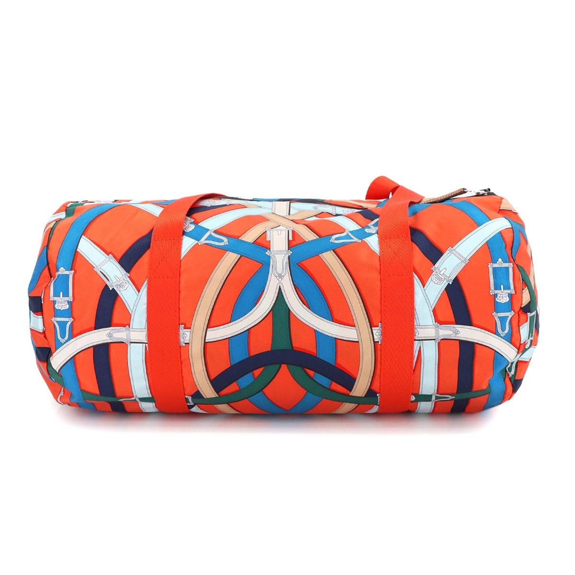 Hermes Multi-Color Orange Silk Leather Shoulder Bag (Pre-Owned)