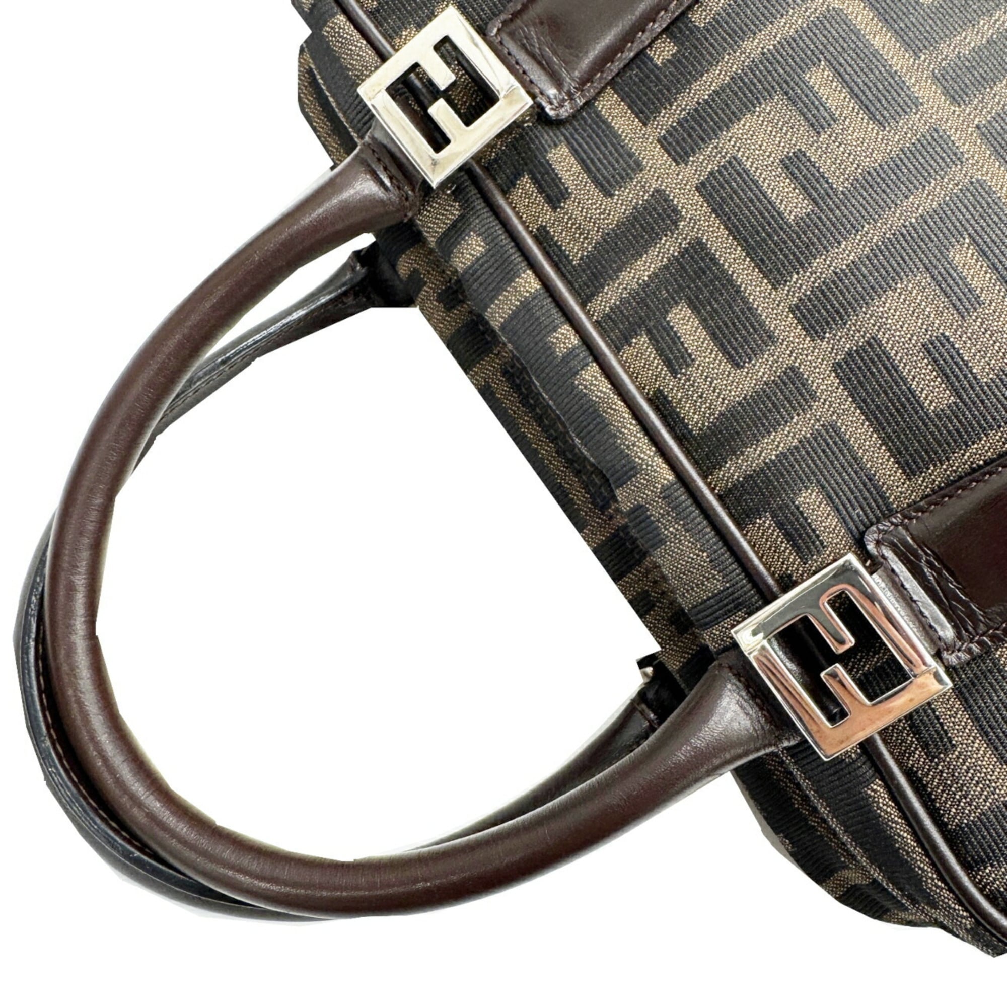 Fendi Brown Canvas Leather Handbag (Pre-Owned)