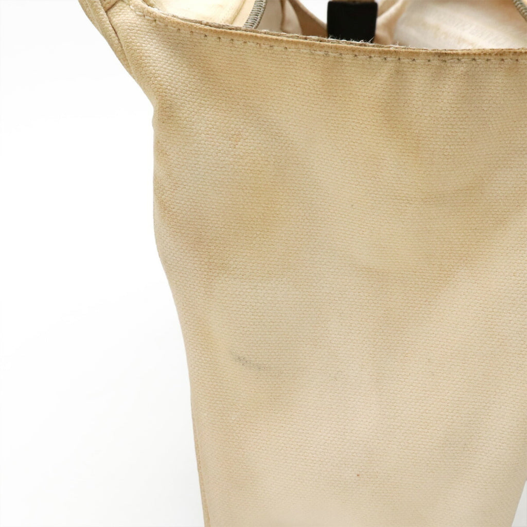 Chanel Black Ivory Canvas Leather Handbag Tote Bag (Pre-Owned)