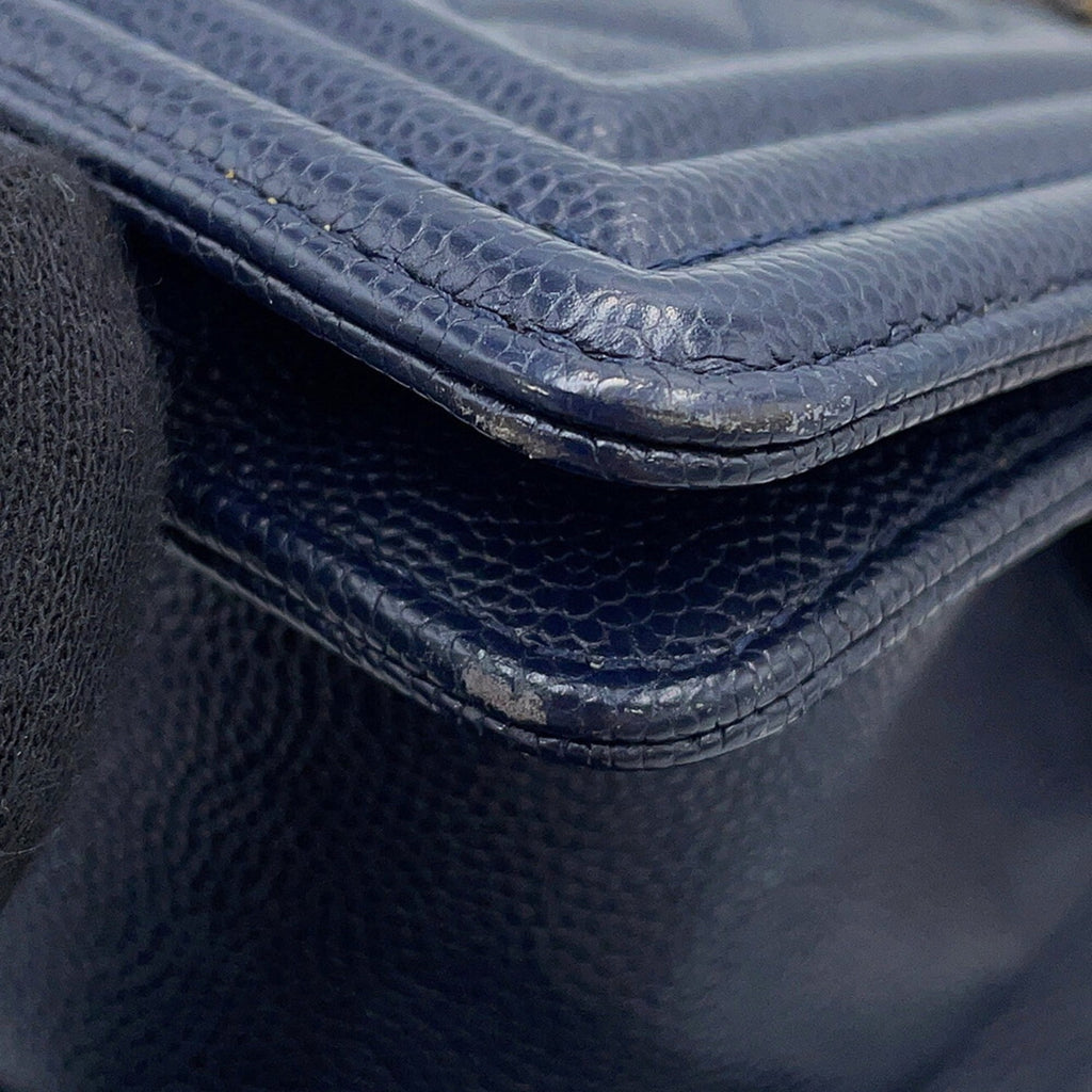 Chanel Matelasse Navy Grained Calfskin Shoulder Bag (Pre-Owned)
