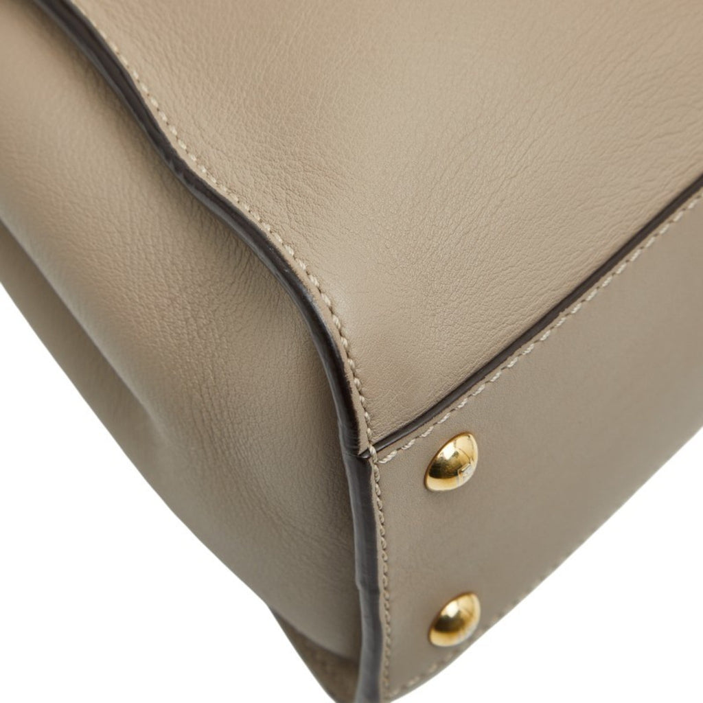 Fendi Grayish Leather Handbag Shoulder Bag (Pre-Owned)