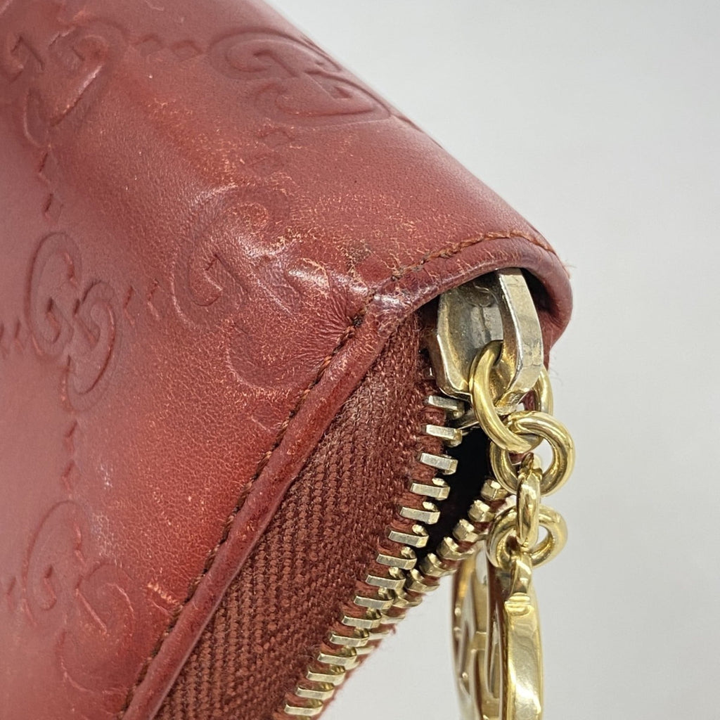 Gucci Red Color Leather Long Wallet (Bi-Fold) (Pre-Owned)