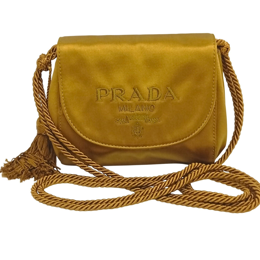 Prada Green Olive Satin Shoulder Bag (Pre-Owned)