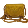 Prada Green Olive Satin Shoulder Bag (Pre-Owned)