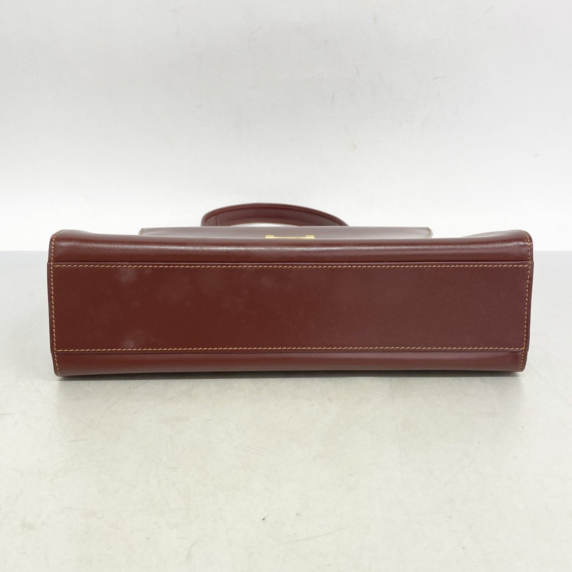 Cartier Bordeaux Leather Handbag (Pre-Owned)