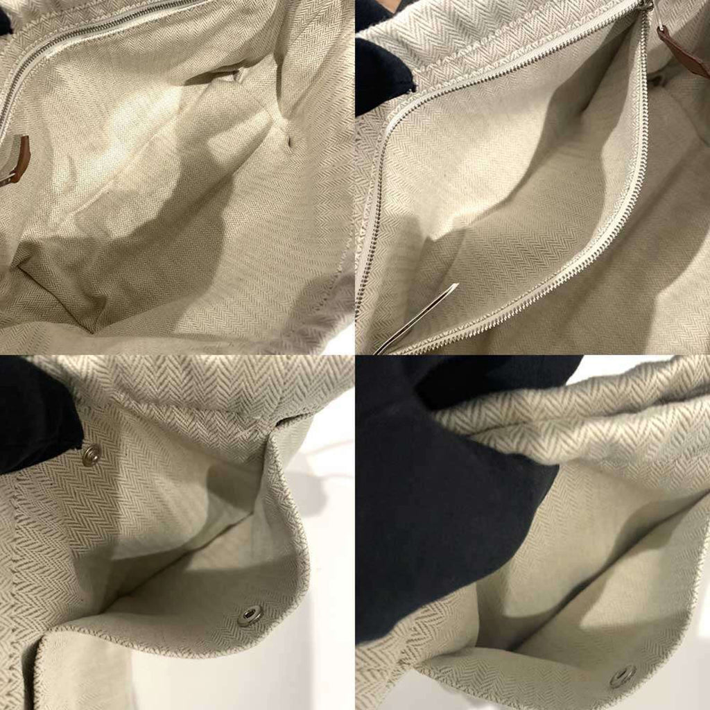 Hermes Beige Toile Chevron Pouch (Pre-Owned)