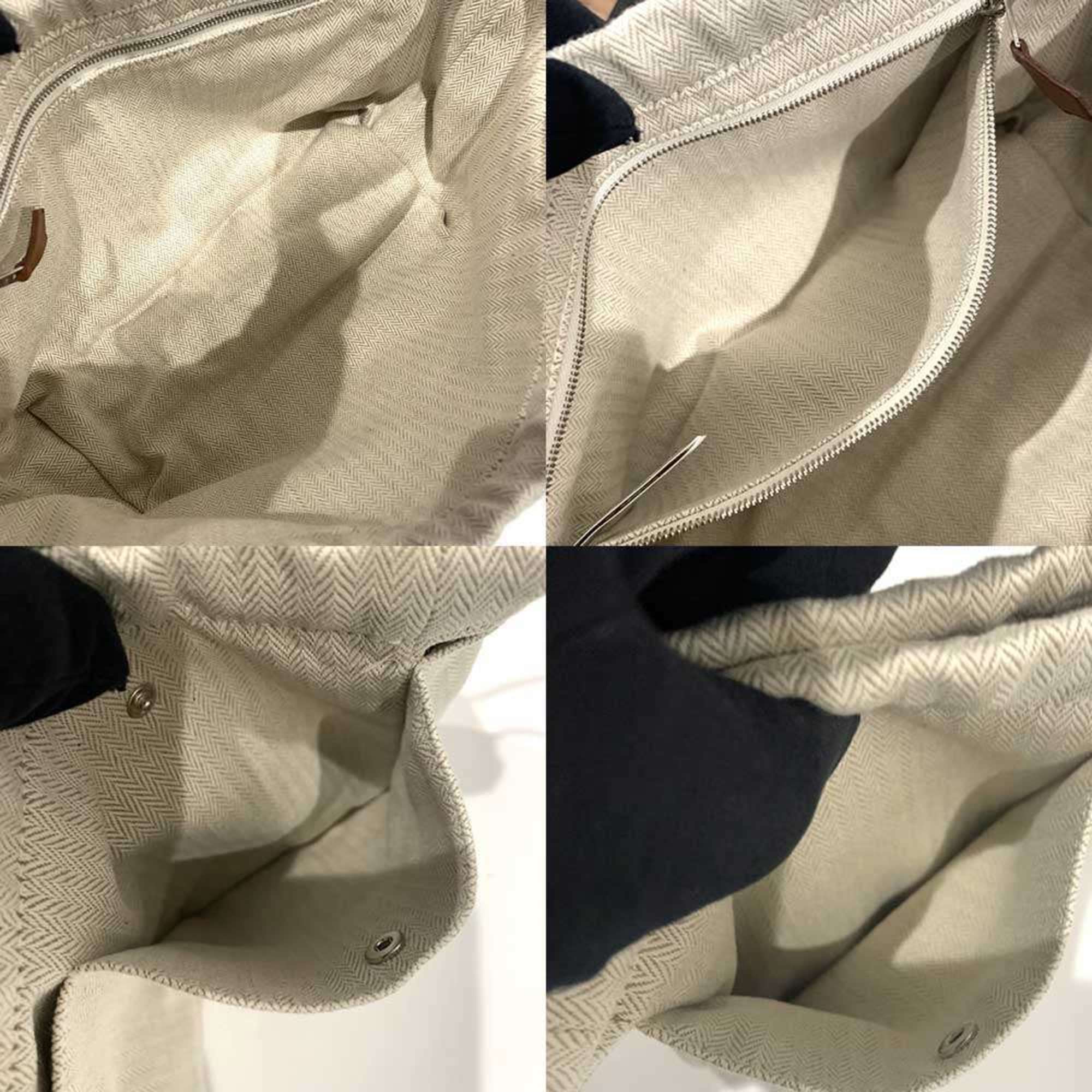 Hermes Beige Toile Chevron Pouch (Pre-Owned)