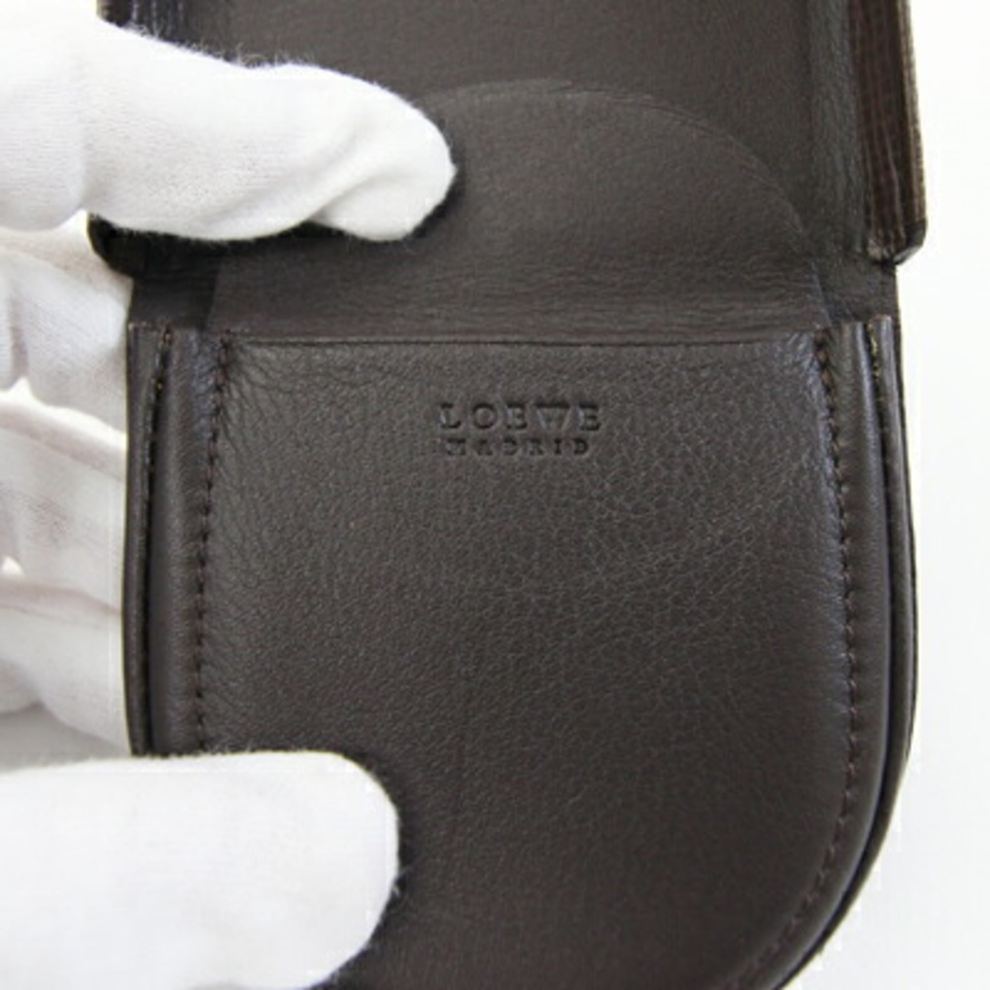 Loewe Dark Brown Leather Coin Purse/Coin Case (Pre-Owned)