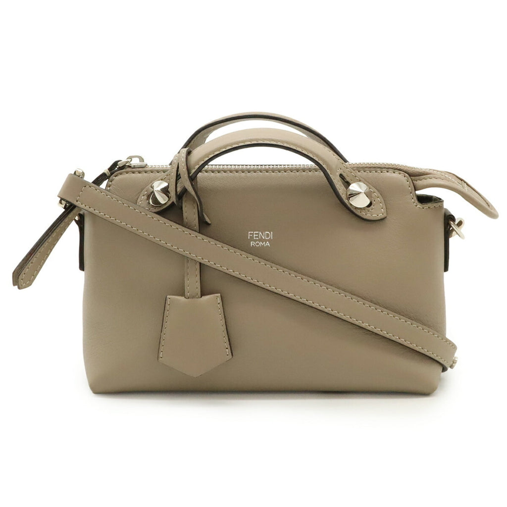 Fendi Beige Grayish Leather Handbag Shoulder Bag (Pre-Owned)