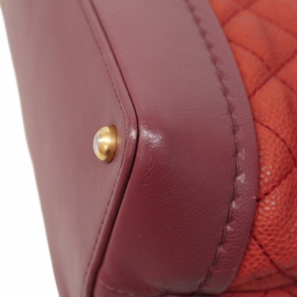 Chanel Red Color Grained Calfskin Handbag (Pre-Owned)